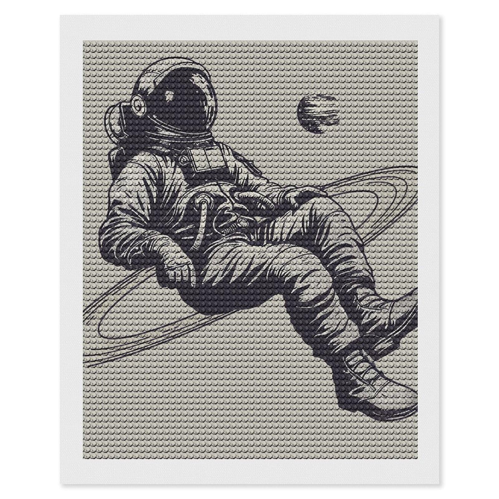Astronauts and Saturn Diamond Art Kits for Adults, DIY 5D Diamonds Painting Kits for Beginner, Round Full Drill Diamond Dots Painting, Diamonds Pictures Gem Art and Crafts Wall Decor 16"x20"