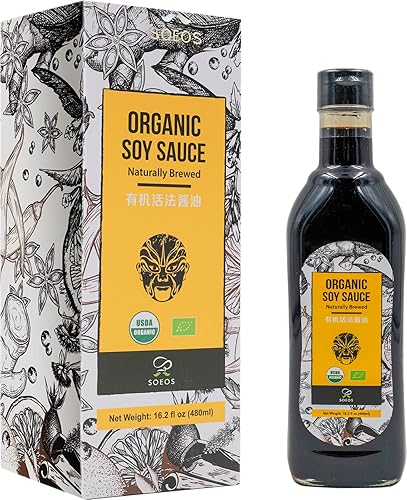 Miniatura 3 de Soeos Salsa de soja elaborada de forma natural, 16.2 oz (16.2 fl oz), paquete de 2, salsa de soja orgánica USDA, salsa de soja oscura de calidad