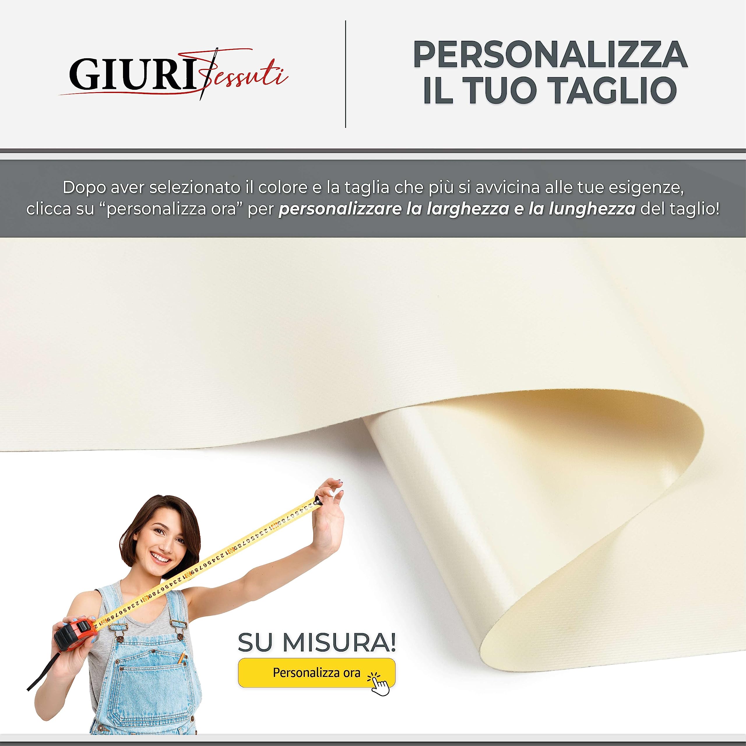 Giuri Tessuti - Fasce in PVC Pieno per Copertura ad Onda di Gazebo e Pergola - Telo ombreggiante ignifugo (Panna, 45x350cm)