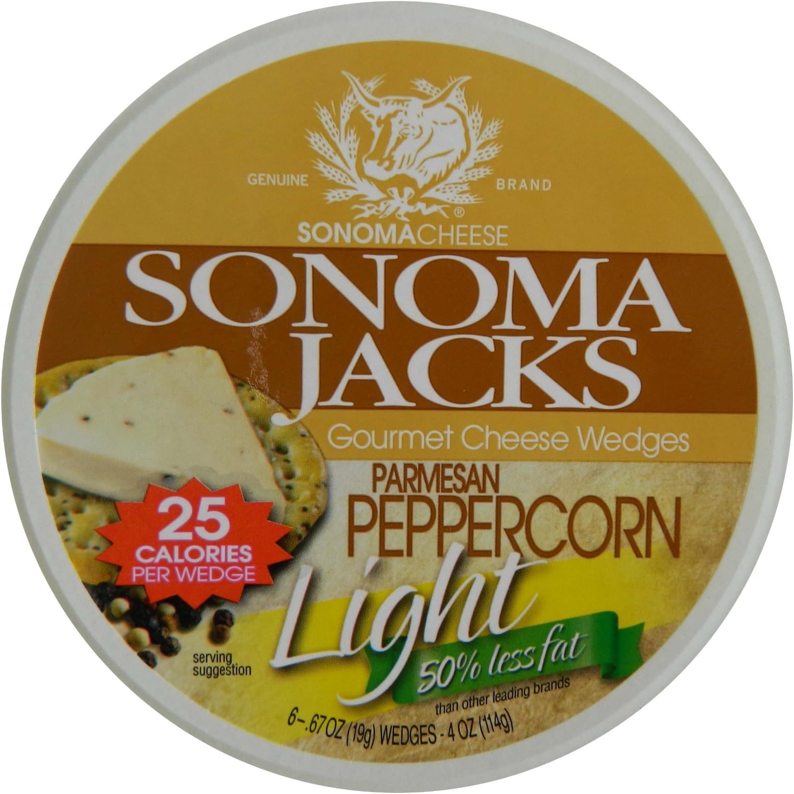 Sonoma Jacks Cheese Wedges Parmesan Peppercorn Light 4oz