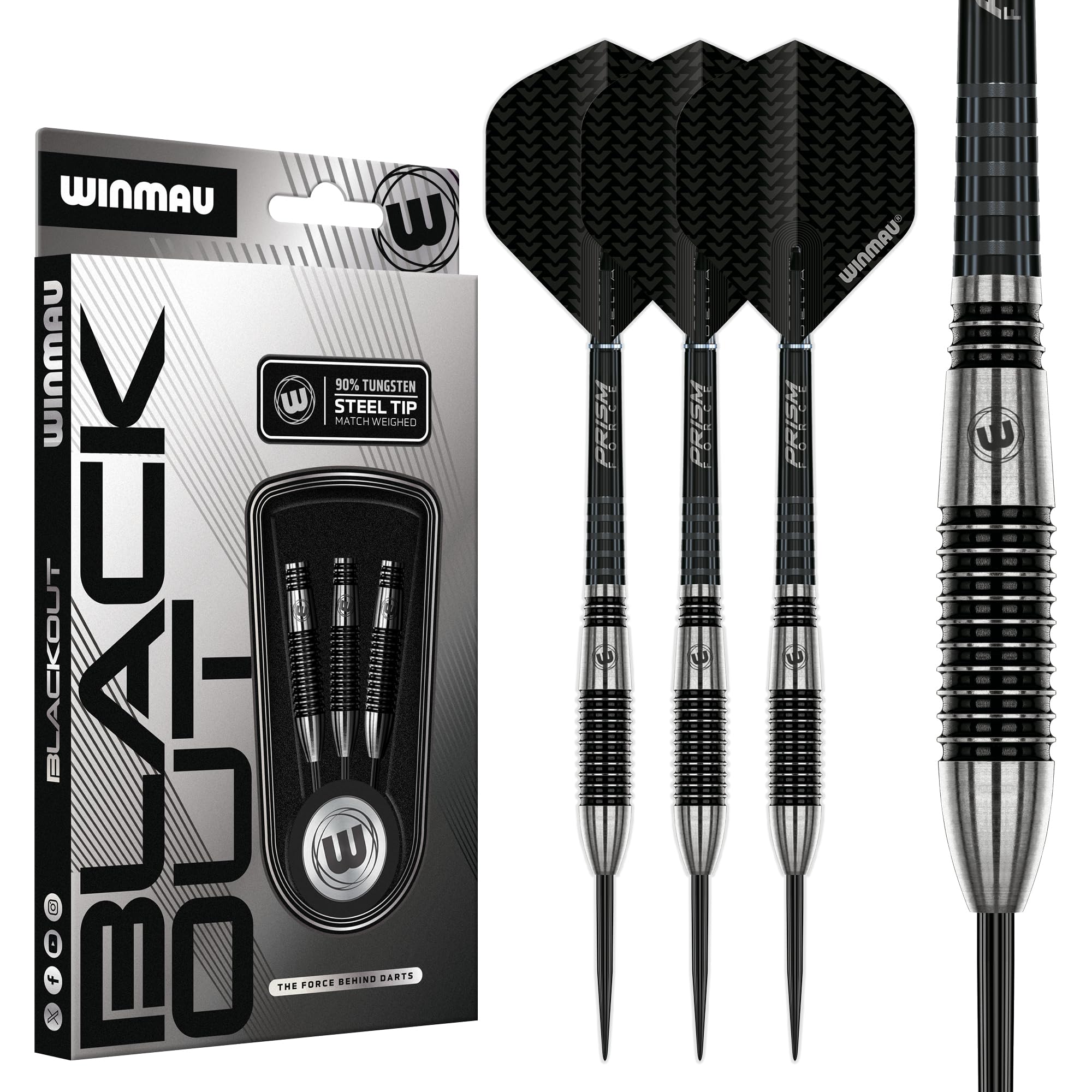 WINMAU Blackout 90% Tu - Set di freccette in acciaio, diversi modelli