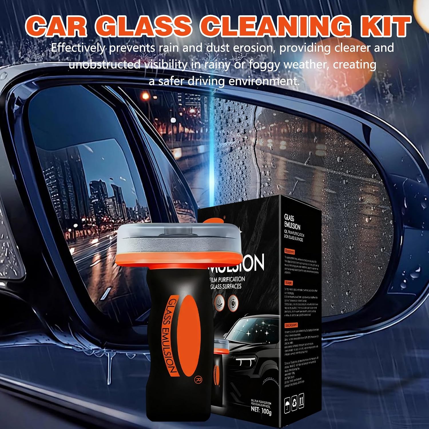 Glass Oil Film Remover for Car, Glass Guard, Glass Emulsion Cleaner, Oil Film Remover & Windshield Cleaner For Cars Window, Improve Windshield Clarity for Safe Driving, 2pcs
