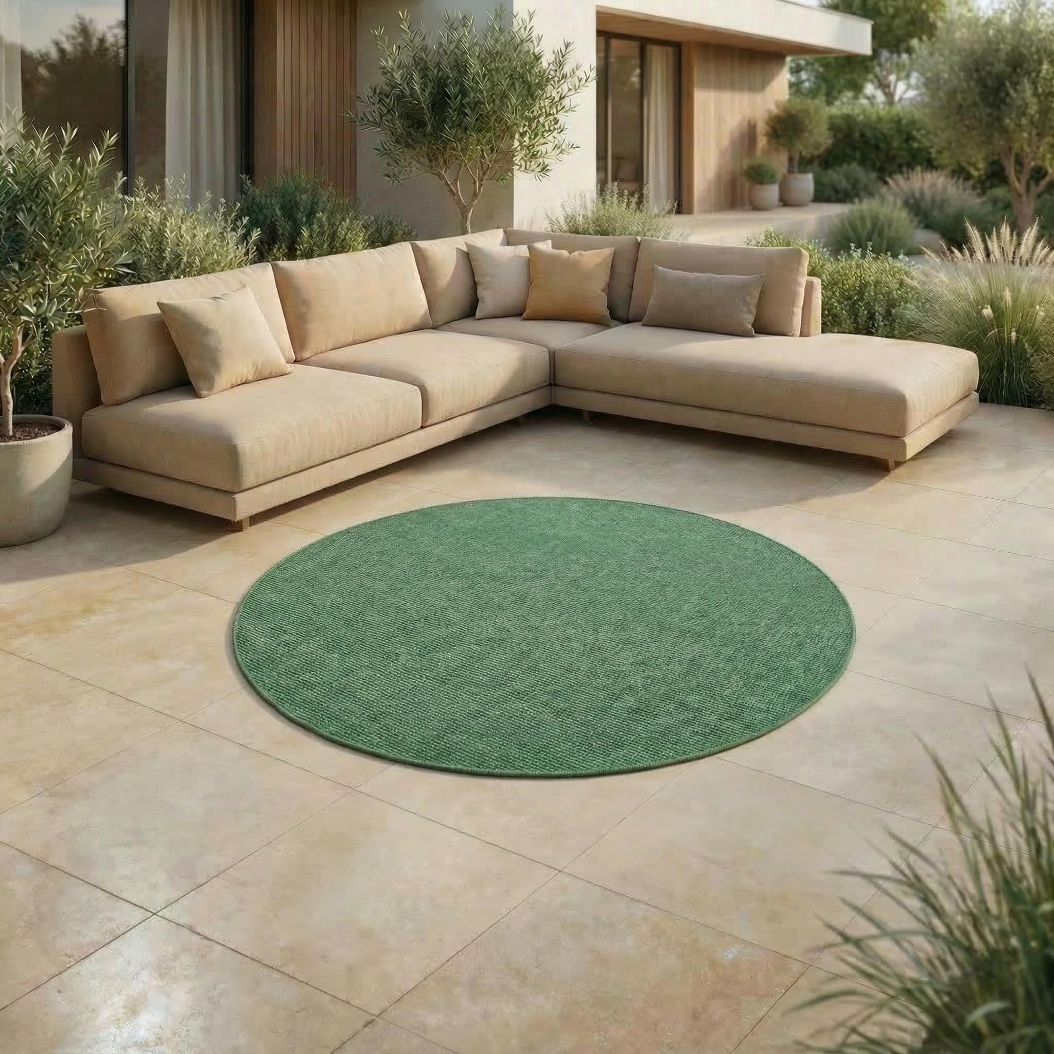 Jimri In- & Outdoor Teppich - Wetterfester Teppich für Balkon, Terrasse, Garten, Wohnzimmer, Küche - Strapazierfähiger Bodenteppich, Widersteht UV-Strahlen & Wasser