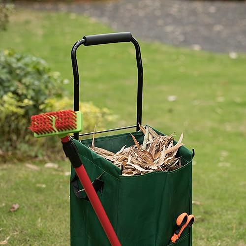 Miniatura 7 de Carrito grande con ruedas, ligero y resistente carrito utilitario rodante para comestibles, jardín, lavandería, compras y picnic, verde