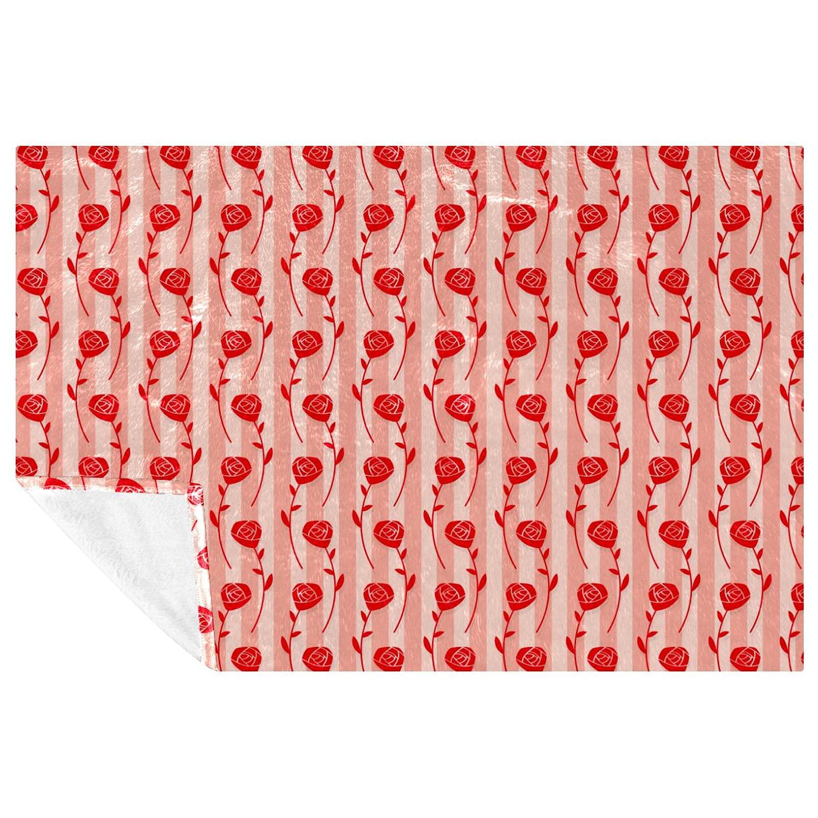Couverture douce motif roses 150x100 cm pour lit et canapé