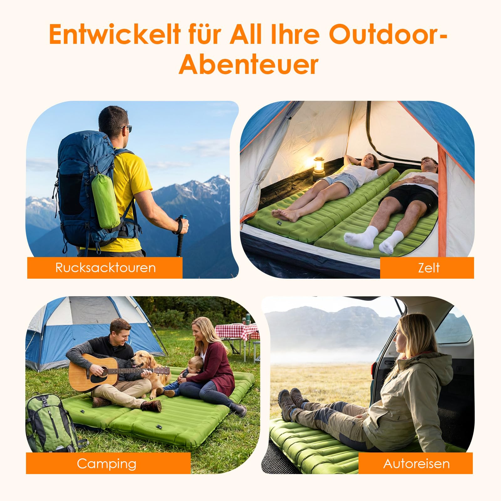 Minthouz Isomatte Camping, Ultraleicht Luftmatratze Camping mit Fußpumpe & Kissen Tragbare Aufblasbare Matratze Strapazierfähiges Campingmatratze für Wandern Strand Outdoor Reise