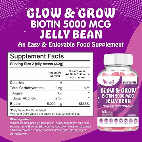 Miniatura 9 de Biotin 10000 Mcg Extra Strength Vegetarian (Vitamina B) Suplemento sin azúcar - Apoya el cabello y la piel más saludables - Mujeres y hombres 120