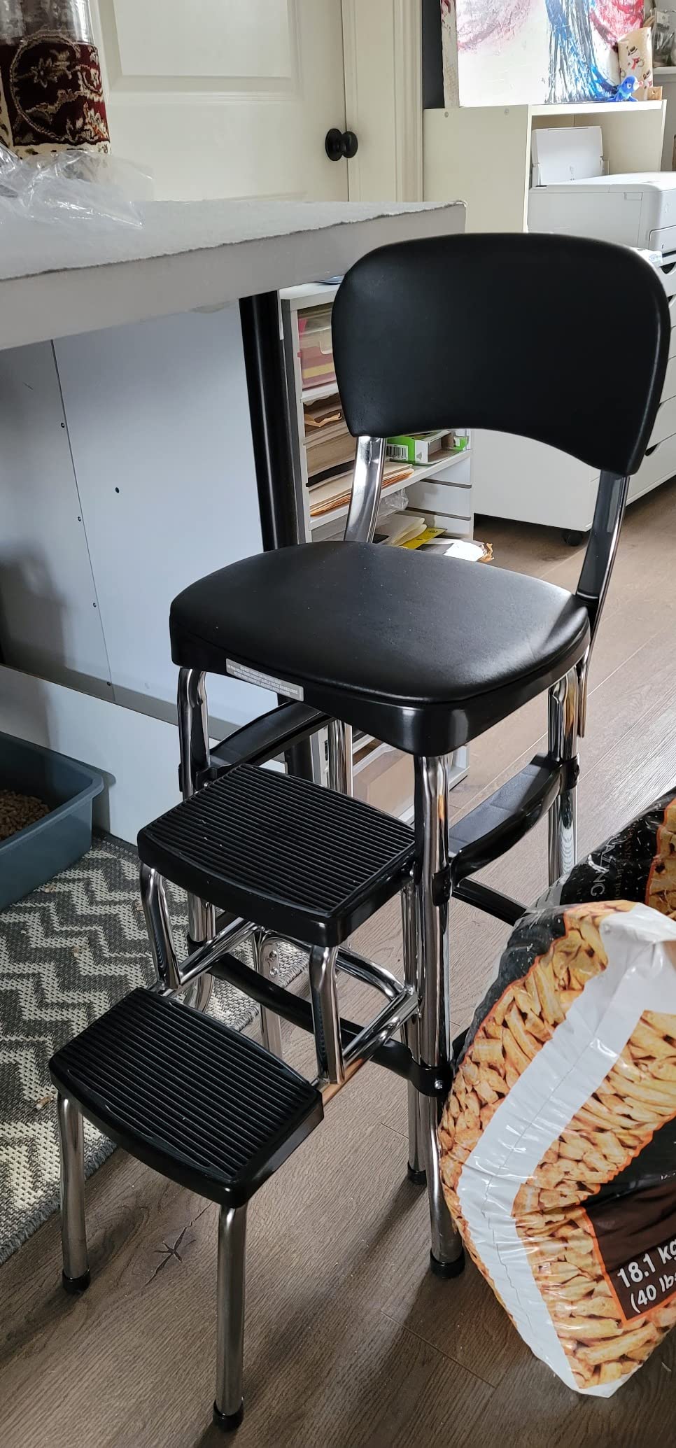 Cosco White Retro Counter Chair / Step Stool with Liftup Seat Amazon