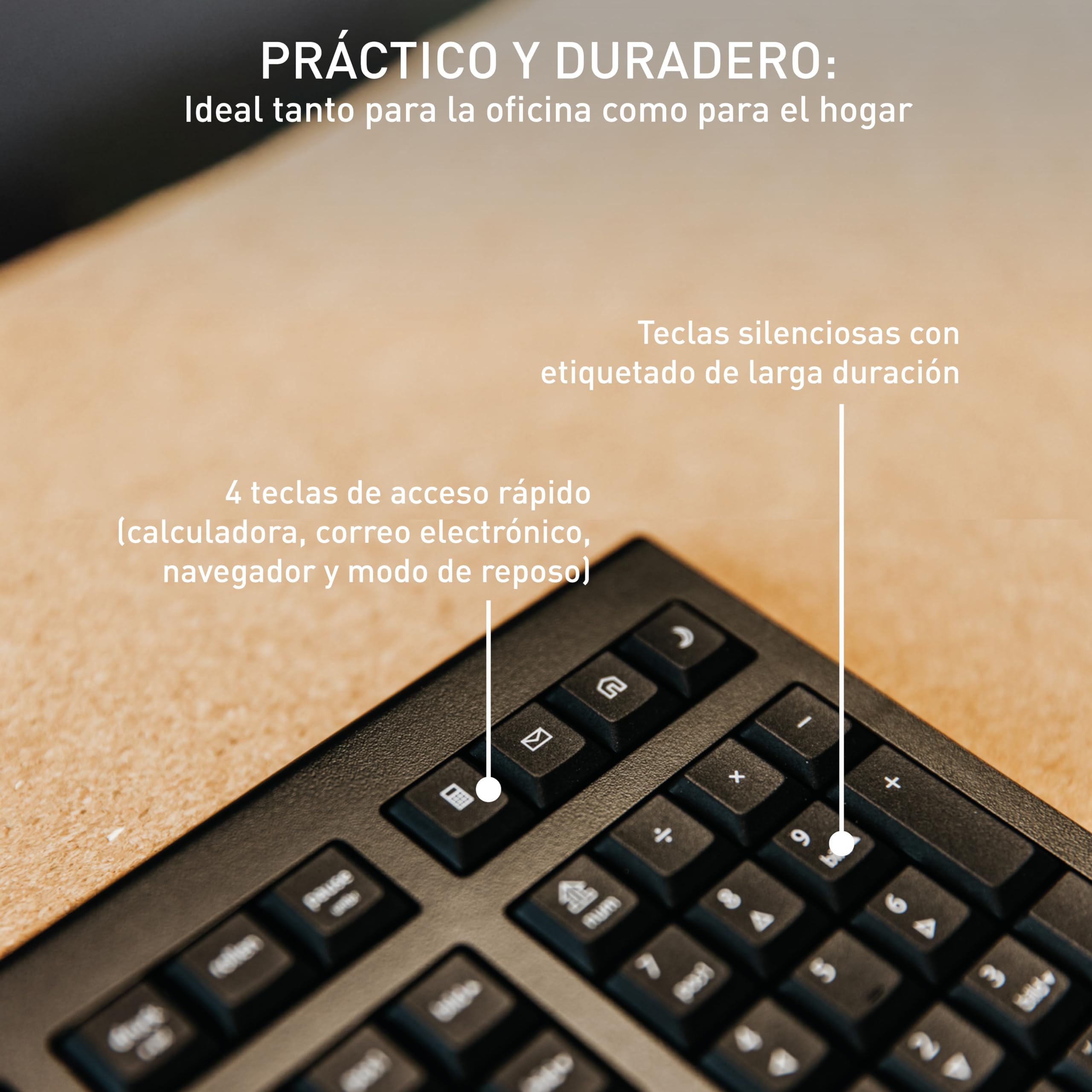 CHERRY KW 3000, Teclado Inalámbrico con Teclado Numérico, Distribución de Teclado Español (QWERTY), Radiofrecuencia de 2,4 GHz, Teclas Silenciosas, Diseño Plano, Funciona con Pilas, Negro