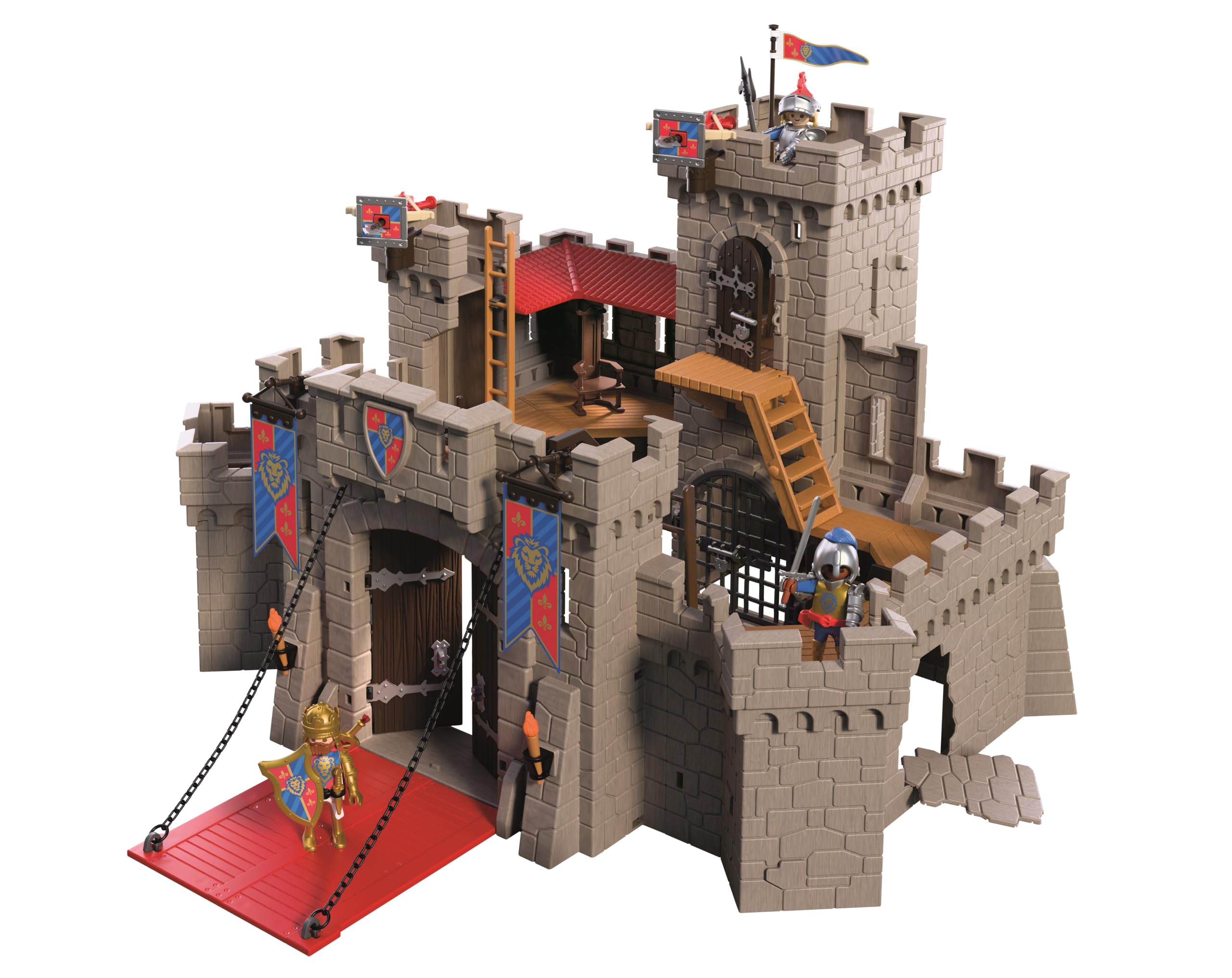 PLAYMOBIL | Cavalieri | Grande castello dei Cavalieri del Leone | Castello XXL con ponte levatoio, cannoni e botola | Giocattolo per bambini dai 4 anni in su | 72112