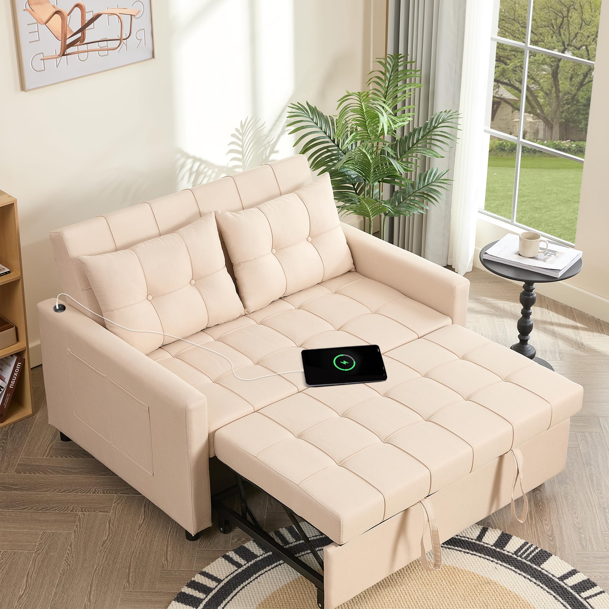 GOSUHI 52" 3-in-1 Convertible Sleeper Sofa Bed