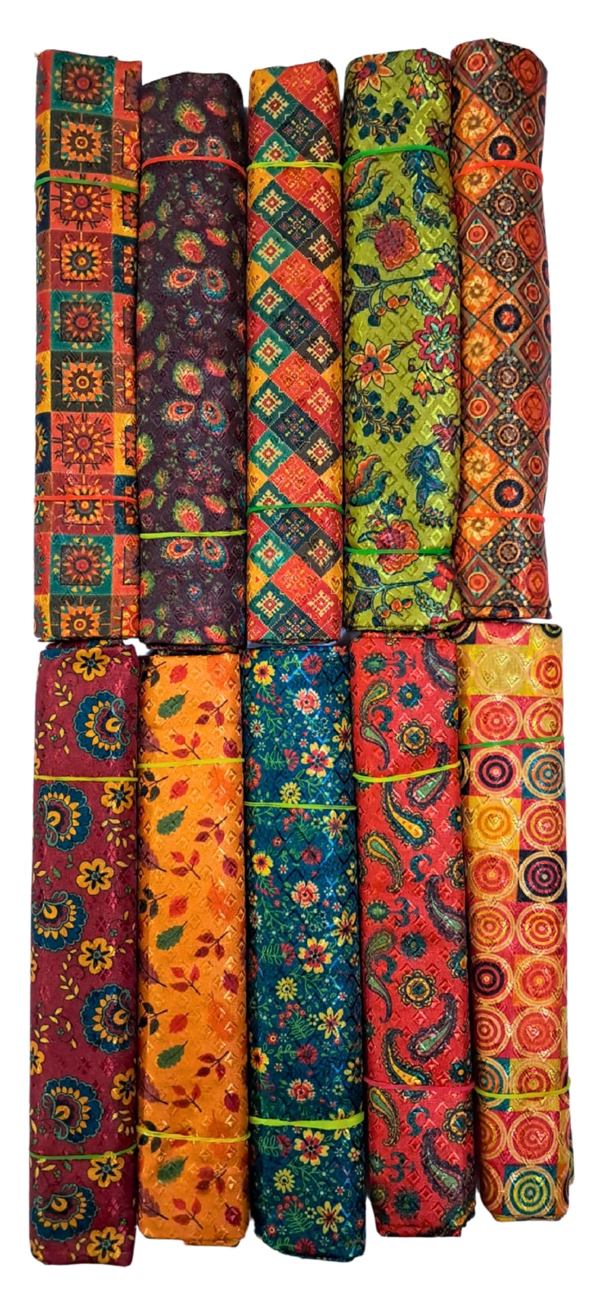 Blouse Material for Women (1 Meter Each) | Art Silk Unstitched Blouse Piece | Assorted Digital Printed Designs &Colours | Blouse Fabric 10 pcs. Combo Pack-image-31