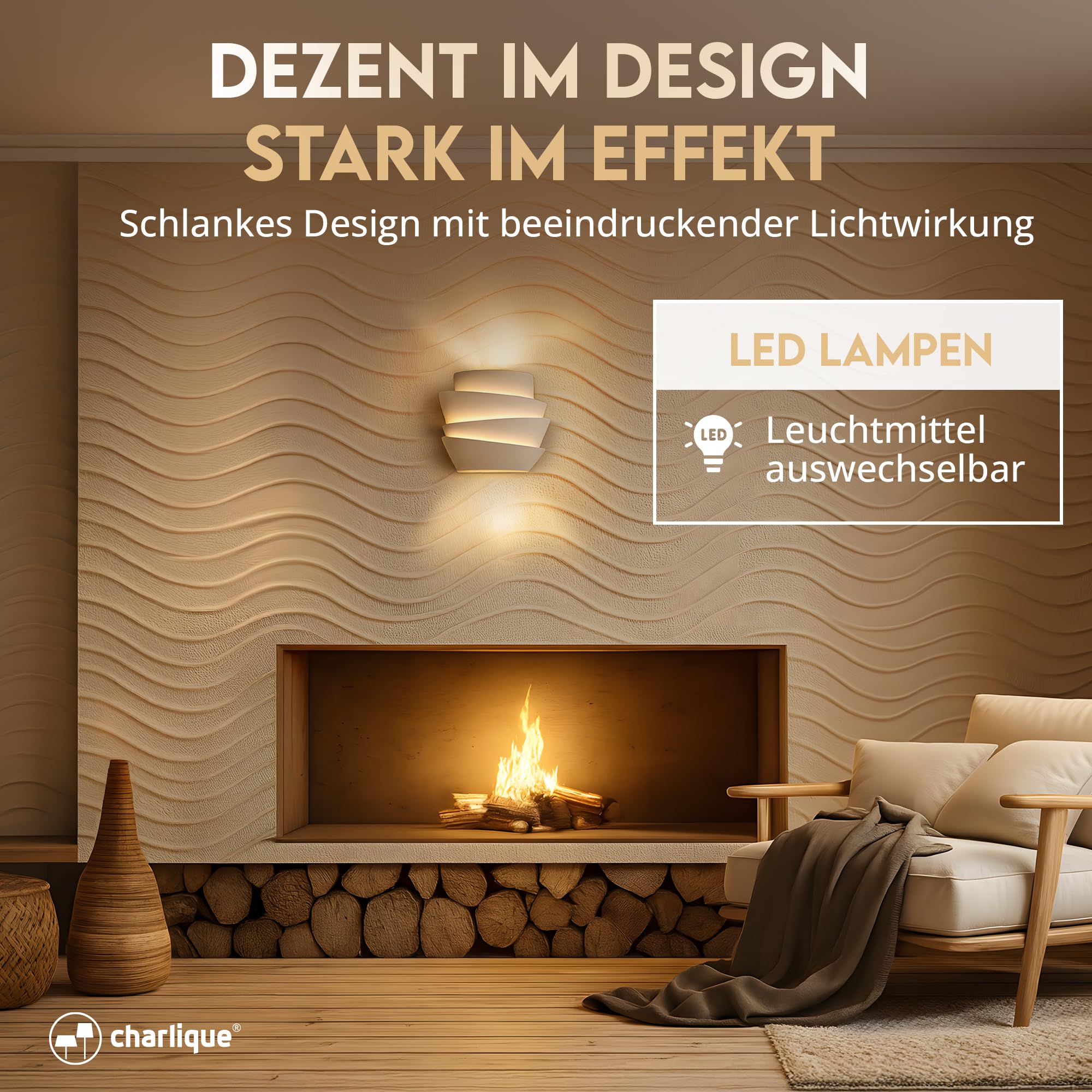 Wave Light Wandleuchte innen, weiss, LED Wandlampe, warmes Licht