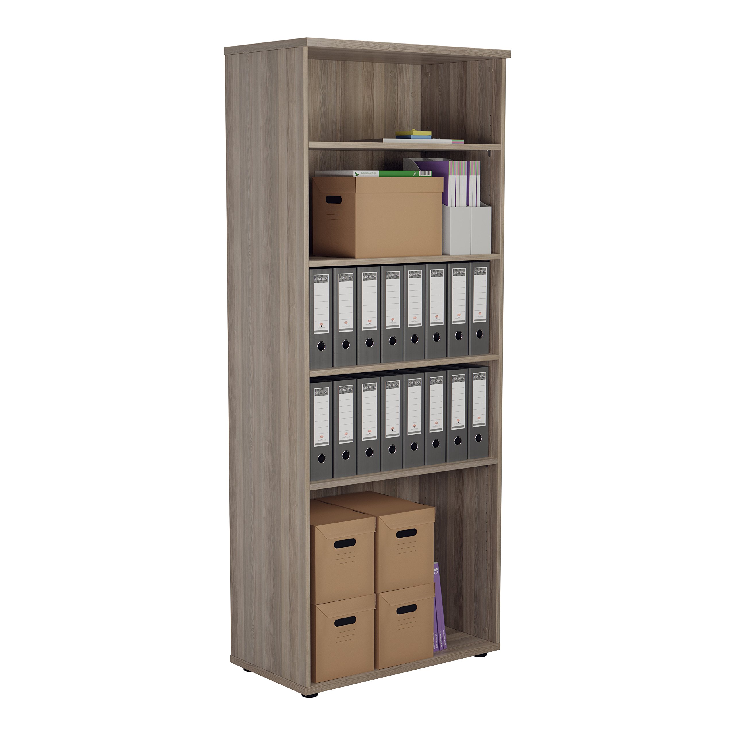 Mezzo Grey Book Case 2000 With 4 Shelves - Oak - Wds2045go