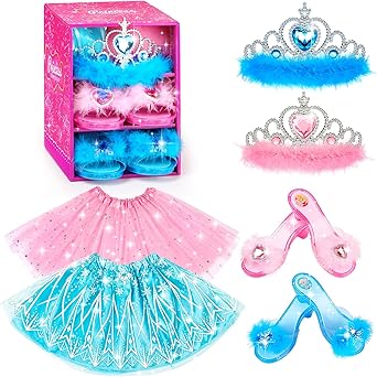 Kids Princess Dress Up Clothes for Little Girls, Pretend Play & Dress Up Costume Set for 3-6 Toddler Little Girls