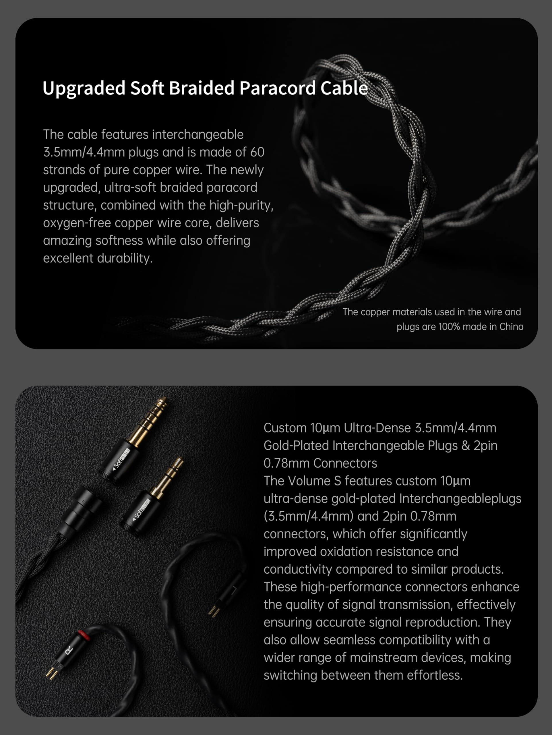 Fanmusic Softears Volume S HiFi-Kopfhörer, zwei Tuning-Modi erhältlich, In-Ear-Monitor-Kopfhörer mit 0,78 2-poligem Kabel