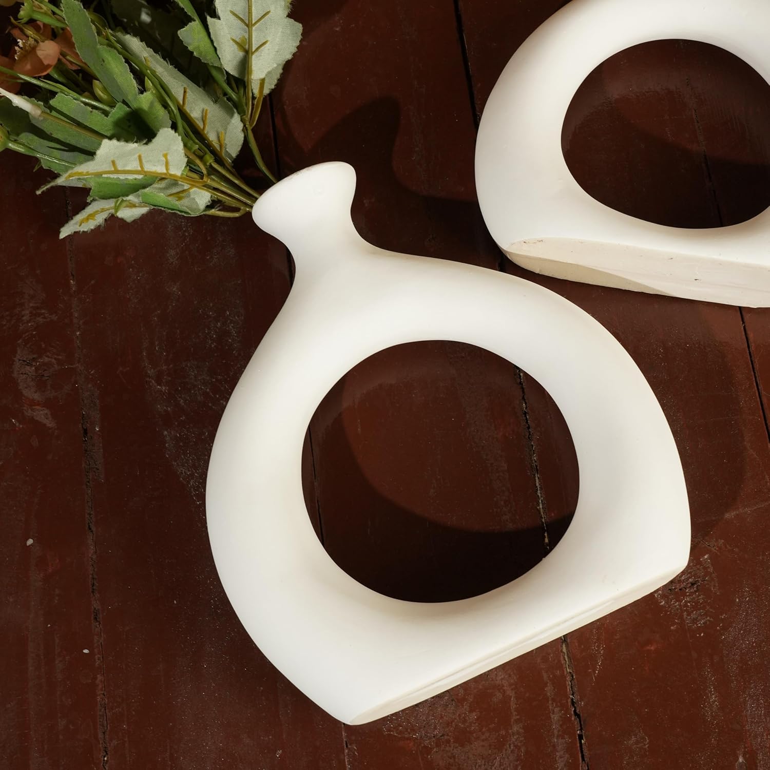 Ajuny Donut Vase Set of 2 – White Ceramic Modern Vases for Flowers, Pampas Grass, Centerpieces | Boho Table Decor for Living Room, Wedding, Kitchen, TV Stand, Office, Shelf, Mantle - Image 6