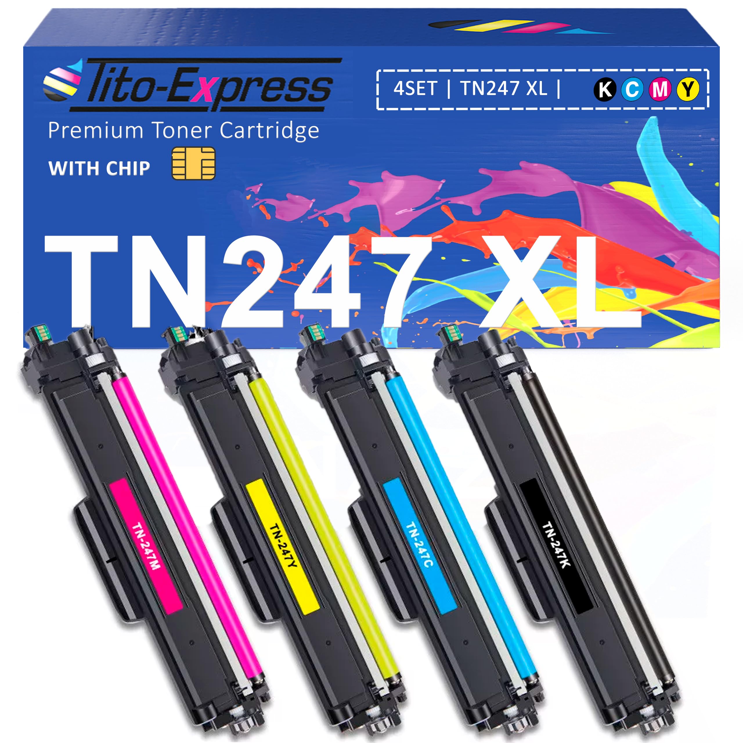 TN247 TN243cmyk Toner Compatibile per Brother MFC-L3750CDW MFC-L3770CDW MFC-L3730CDN DCP-3510CDW DCP-L3550CDW HL-L3270CDW HL-L3210CW TN-243CMYK Nero, Magenta, Giallo, Ciano, 4 pezzi