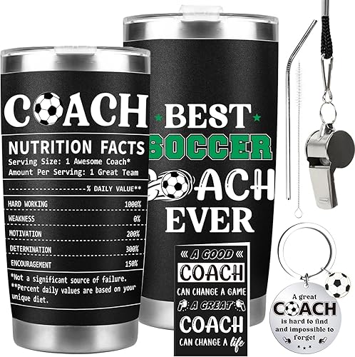Soccer Coach Gift Set: Tumbler & Whistle - Soccer Gifts For Husband