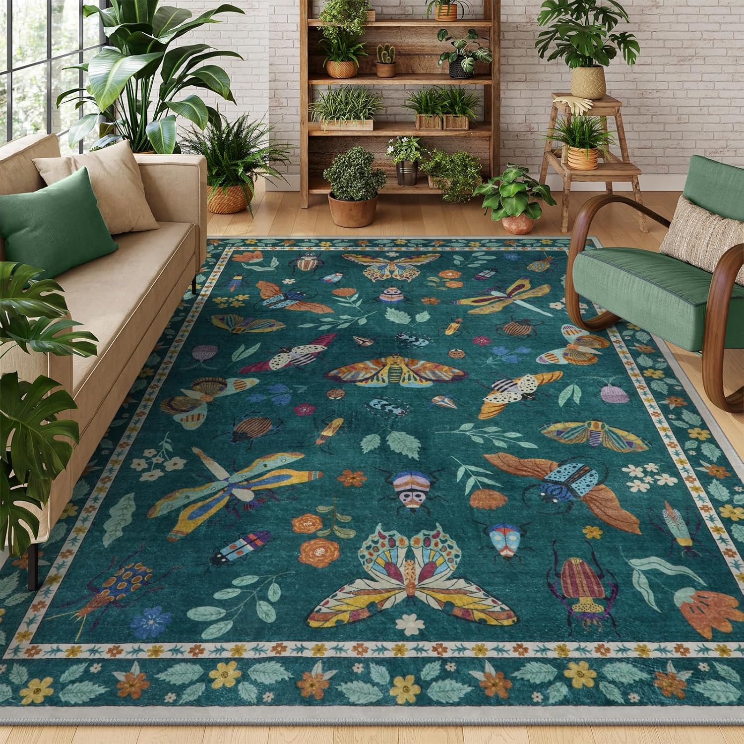 Tapis vert bleu rouge multicolore 120x185 cm pour raviver un salon ou une chambre terne