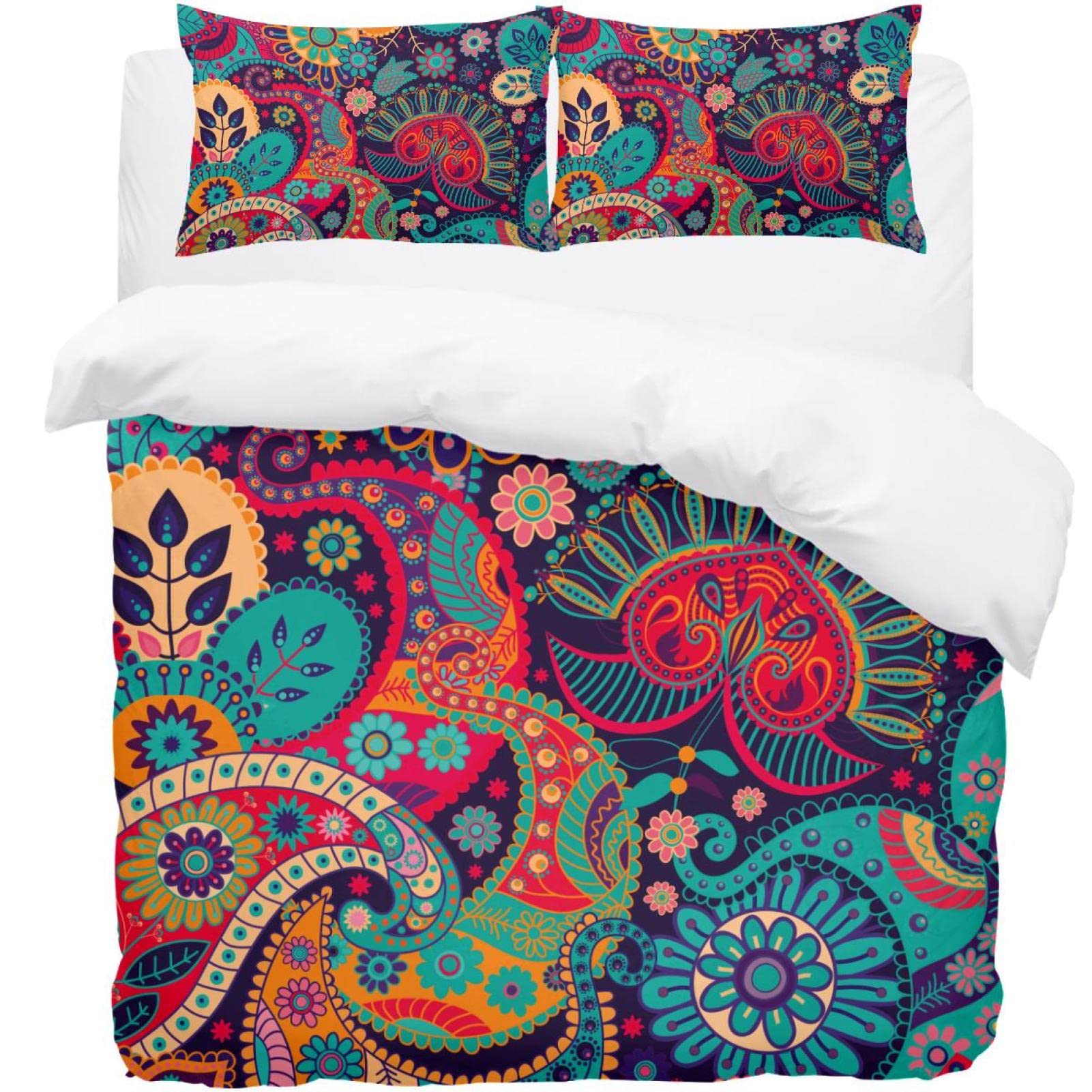 Parure de lit housse de couette imprimé cachemire bohème chic pour chambre d'adulte élégante