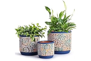 DeeCoo Ceramic Plant Pots Outdoor | 4-Size Multicolored Ceramic Flower Planters with...
