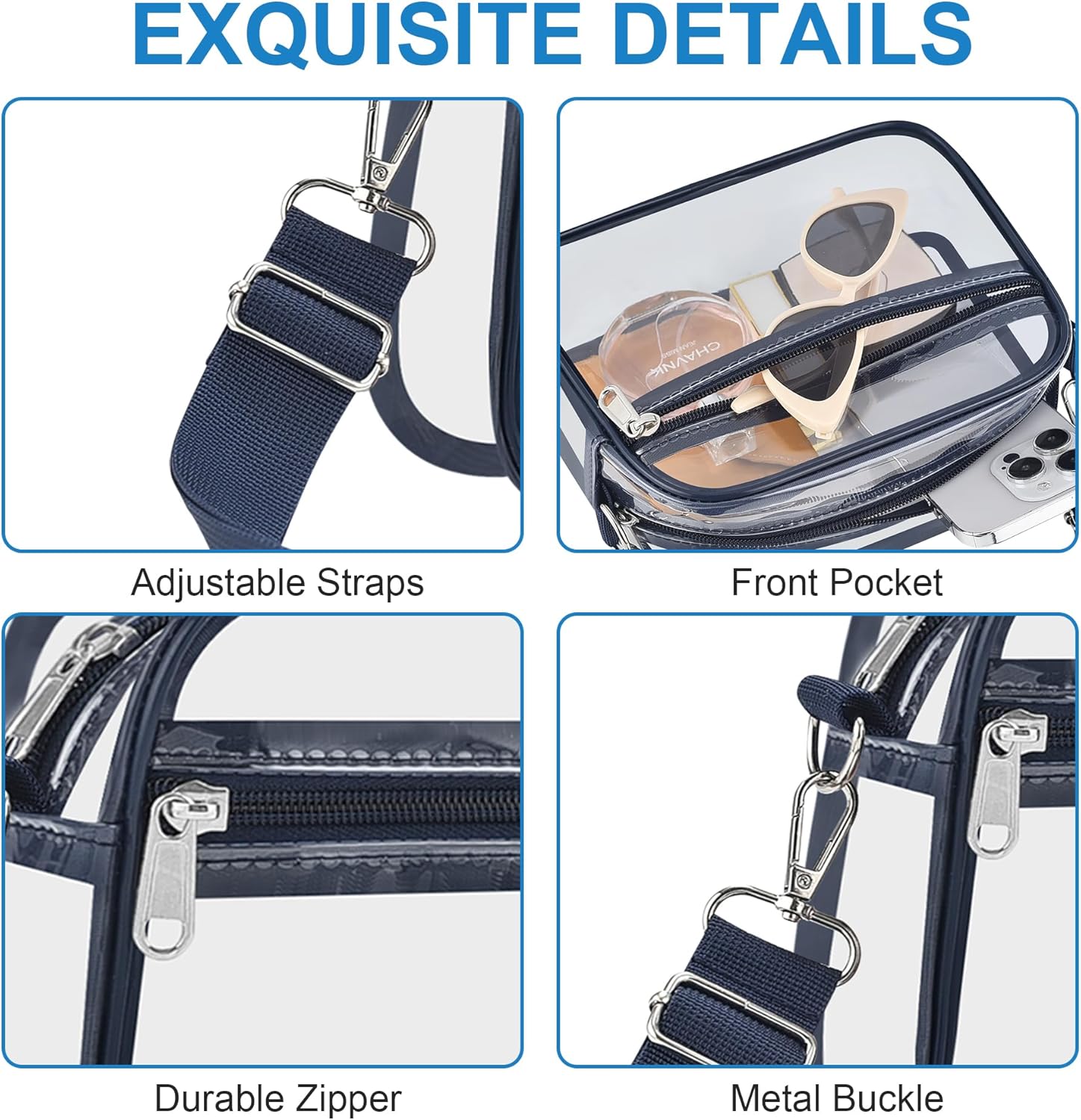 Clear Bag for Stadium Events Mini Small Clear Purse for Women & Men's Shoulder Bag for Concert Sport Game Day | Stadium Approved, Under Size 12x12x6, for Stadium Events