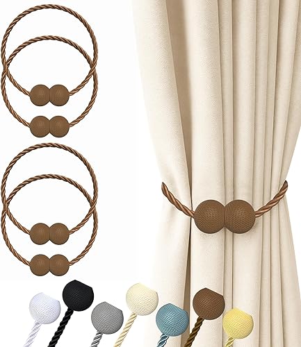 Miniatura 32 de Hion Alzapaños magnéticos para cortina, 2 piezas, abrazaderas de cortina, hebillas, soportes de ganchos para el hogar, al aire libre, dormitorio