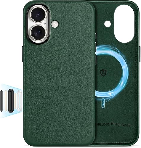 Vista 27 de SHIELDON Funda de cuero genuino para iPhone 17 Pro Max de 6.9 pulgadas 2025, compatible con Magsafe, carga inalámbrica magnética, ajuste delgado