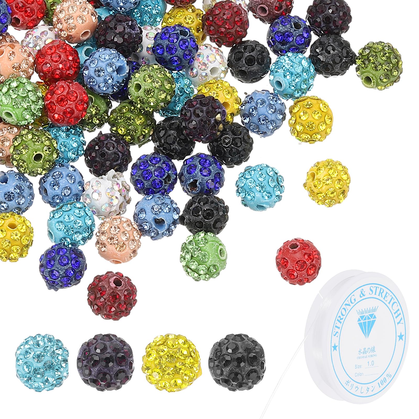 Perles d'argile strass 10mm pour fabrication bijoux bracelets DIY perles charme cristal rondes