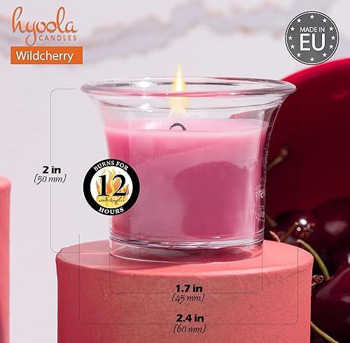 Miniatura 9 de HYOOLA Velas votivas perfumadas de taza transparente, Harmony, 12 horas de tiempo de combustión, paquete de 4, hechas en Europa
