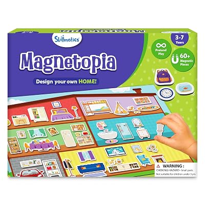 Skillmatics Creative Toy Magnetopia - Design Your Home, Interactive Pretend Play Set for Kids, Toddlers, 60+ Magnetic Pi