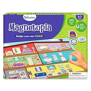 Skillmatics Creative Toy Magnetopia - Design Your Home, Interactive Pretend Play Set for Kids, Toddlers, 60+ Magnetic Pieces, Preschool Learning Game, Gifts for Girls & Boys Ages 3, 4, 5, 6, 7 - image, photos