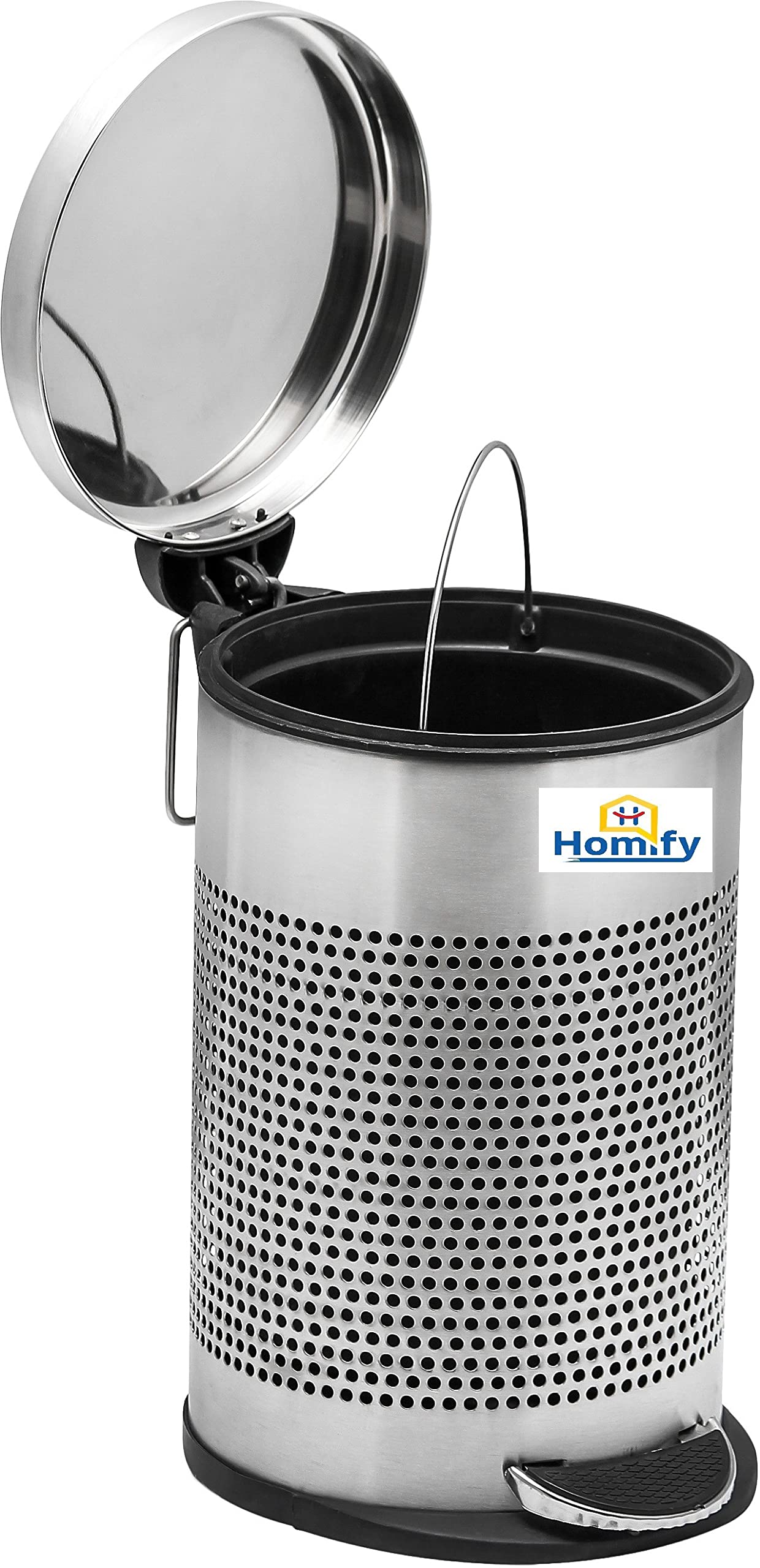 Buy Homify Stainless Steel Perforated Pedal Dustbin with Plastic Bucket