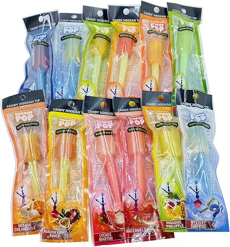 Miniatura 4 de KKDUCK Puntas de cachimba de caramelo que brillan en la oscuridad, 12 sabores únicos, accesorios de chupete envueltos individualmente para