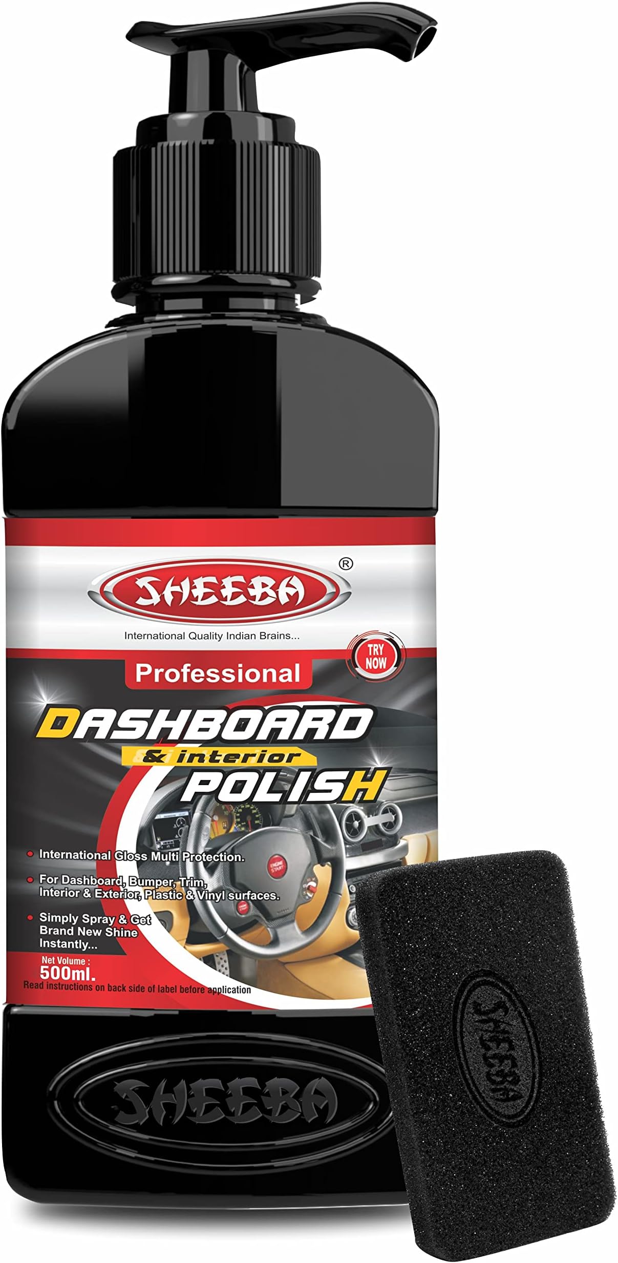 SHEEBA Sheeba Dashboard & Car Interior Polish, Also For Bumper Trim Interior & Exterior & Vinyl Protection 500 Ml