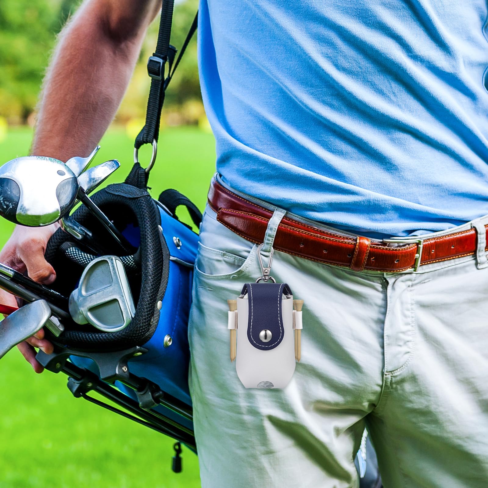 GANAZONO 2 Pz Custodia in Pelle per Borsa da Golf Sacche da Golf Piccola Borsa da Tee da Golf Porta Pallina da Golf Portatile Borchia a Sfera Scaffale di Stoccaggio Semplice
