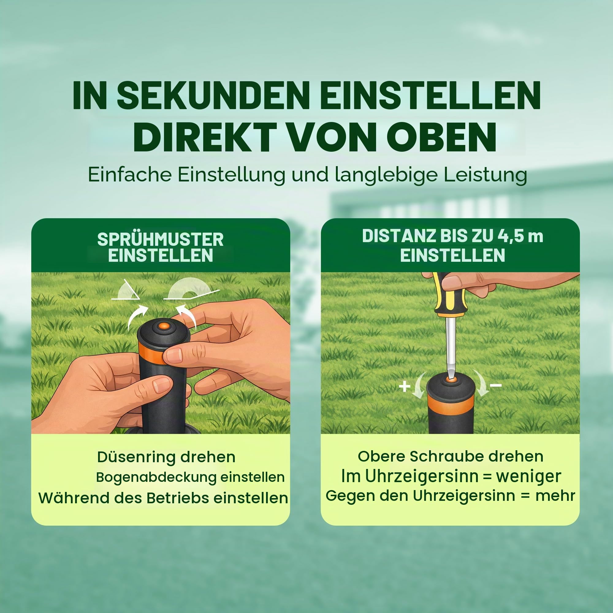 Rain Bird 1804VAN – 10,2 cm Professioneller Sprinkler – 5er-Pack – verstellbares Muster (0 bis 360 Grad)