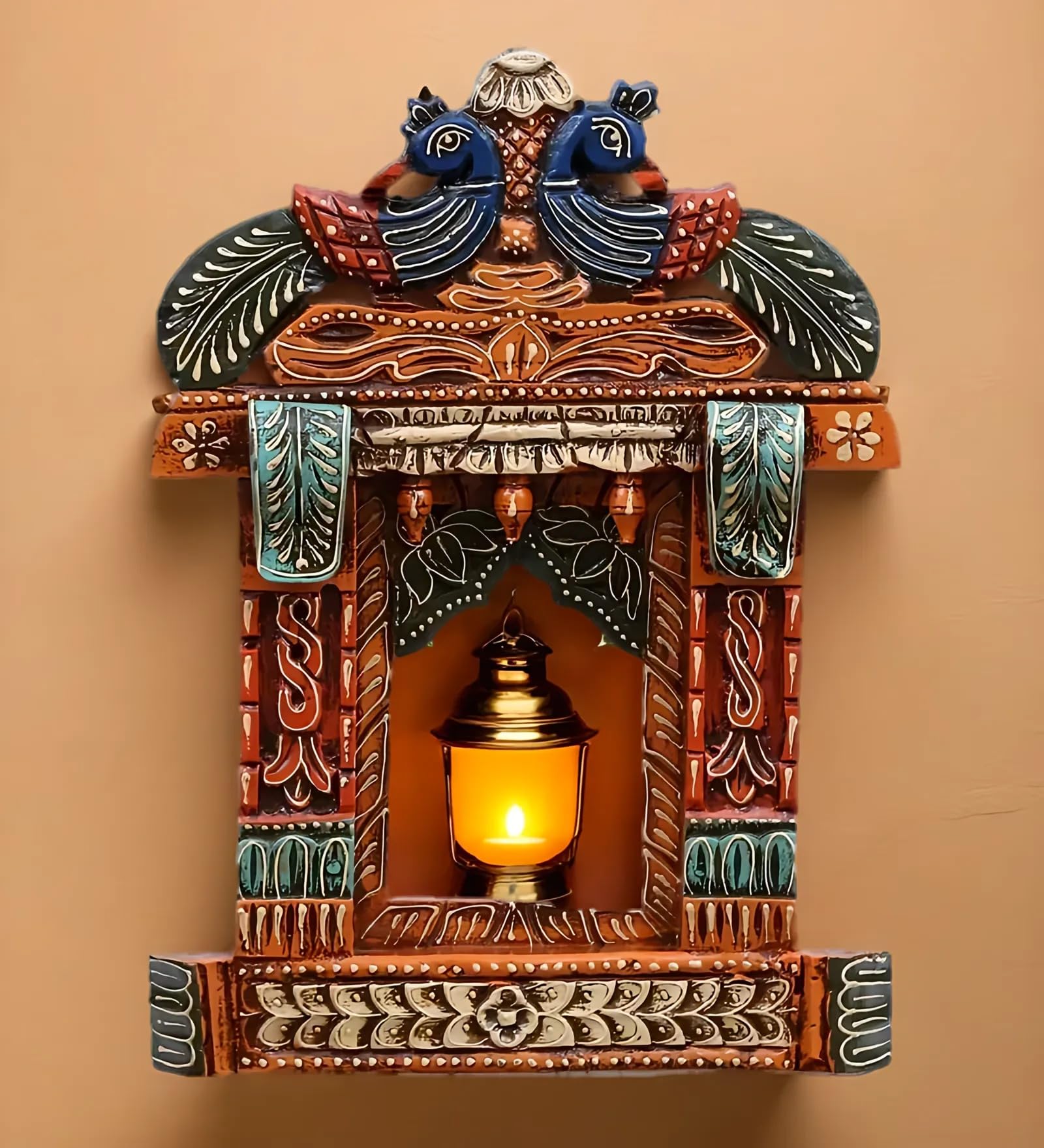 Medieval Arts Wood Painted Wall Hanging Jharokha (18 inch, Multicolour, Religious)