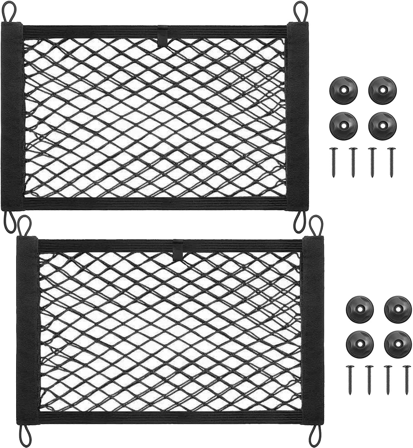 2PCS Small Cargo Nets, MOODKEY Elastic Stretchable Pocket Storage Mesh