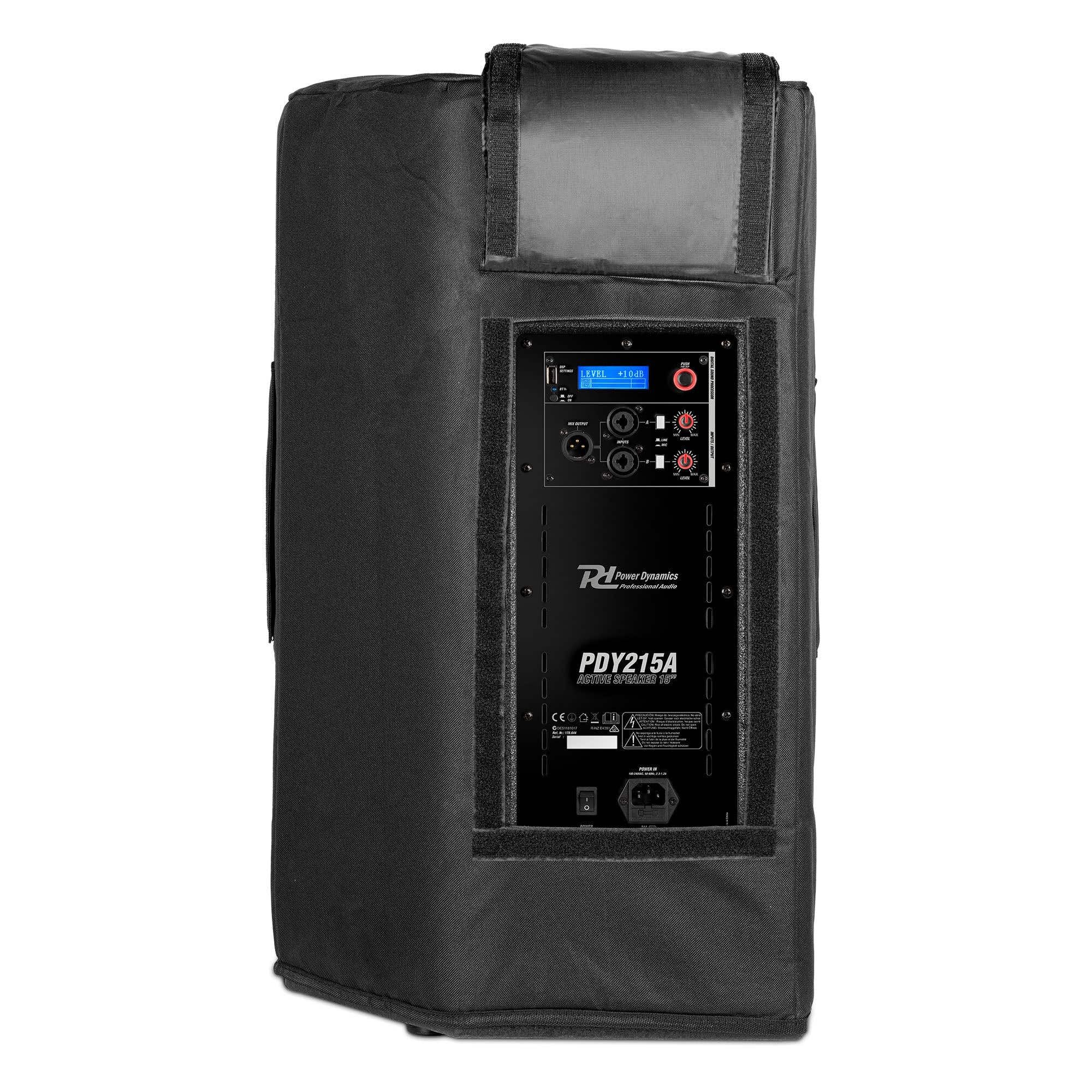Power Dynamics SCP15- Pack 2 fundas para altavoz PDY215 resistentes al agua de nylon protector con acceso al panel trasero frontal acústicamente transparente, color negro