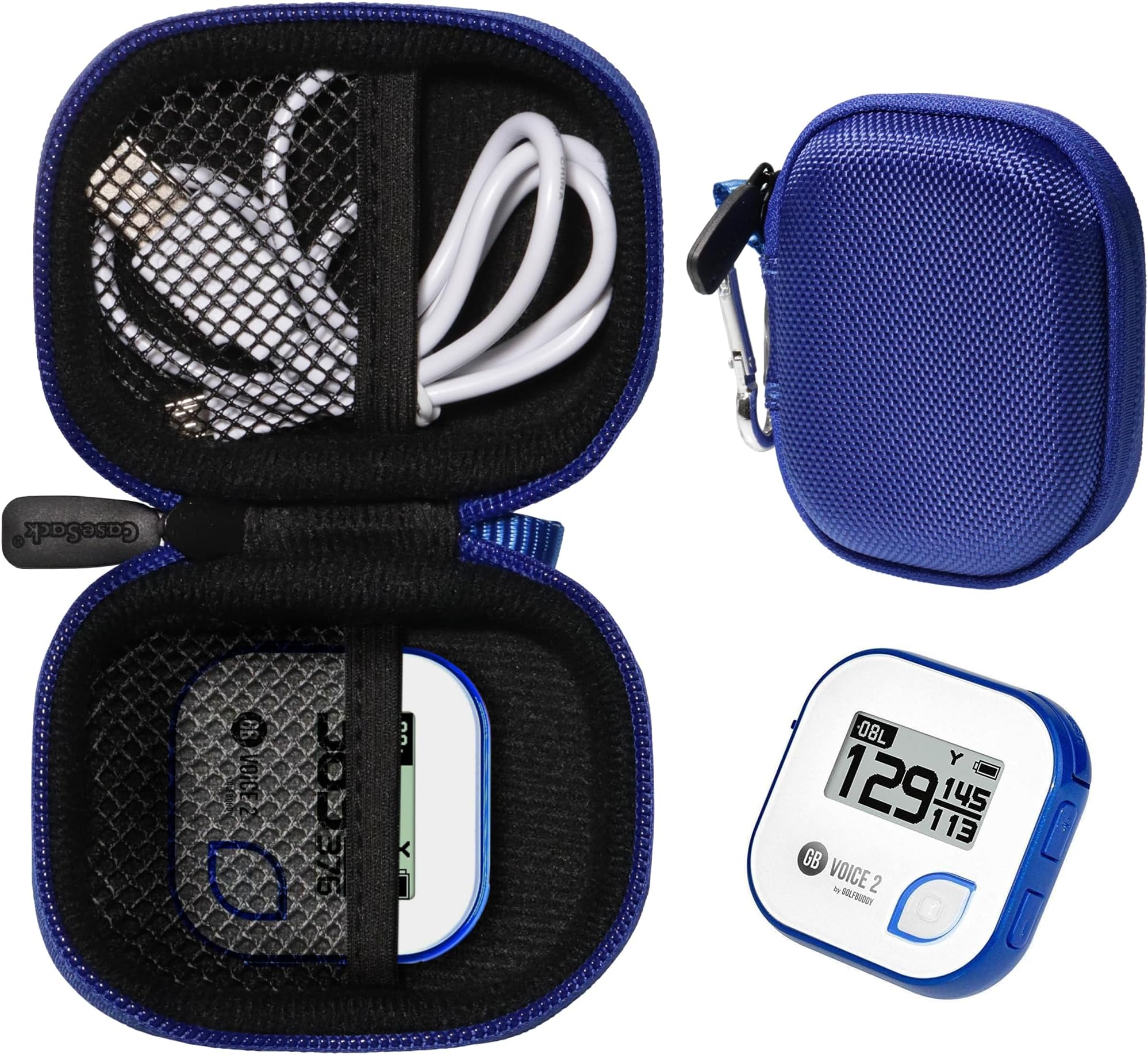 CaseSack Golf Course GPS Case - Compatible with GOLFBUDDY Voice 2S+ Talking GPS Rangefinder, Bushnell NeoGhost, Garmin Approach G10 (Royal Blue-Updated Version)