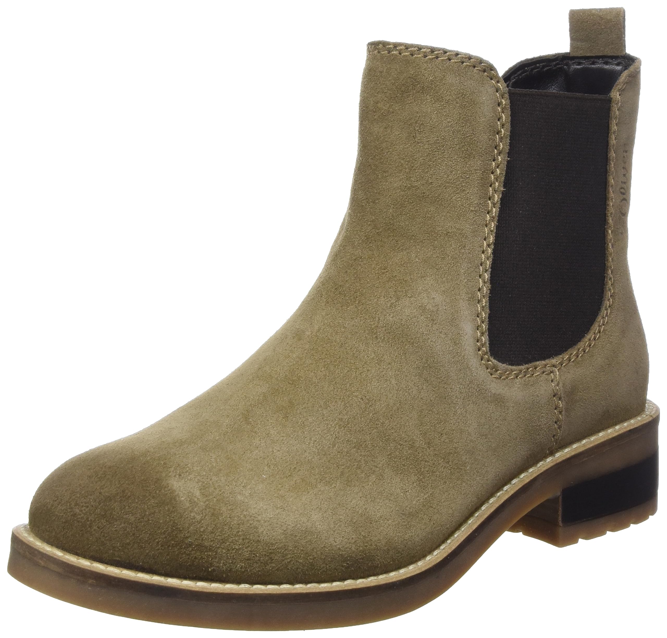 s.Oliver Women's Chelsea Boots Suede Block Heel, Pistachio, 42 EU
