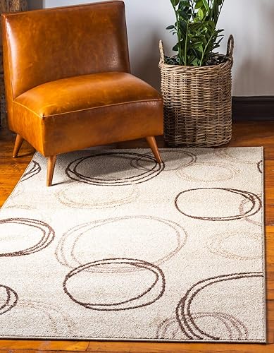 Unique Loom - Tapete con diseño abstracto, informal, moderno y contemporáneo de la colección otoñal, rectangular de 2 x 3 pies, diseño con círculos