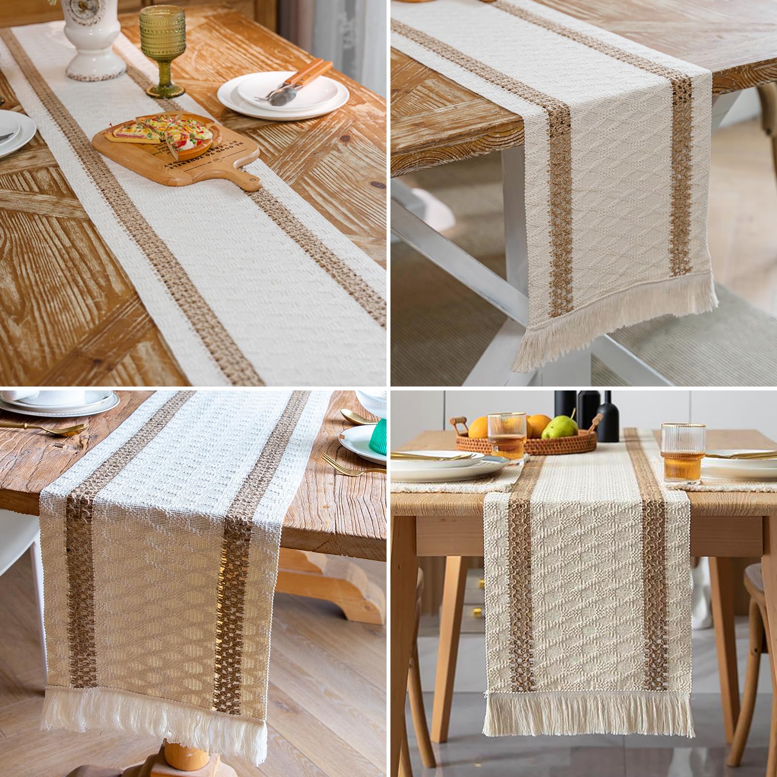 Runner Da Tavola In Misto Lino Morbido Resistente Elegante Made In Italy 45 X 140 Cm Naturale 86131693 - copertina