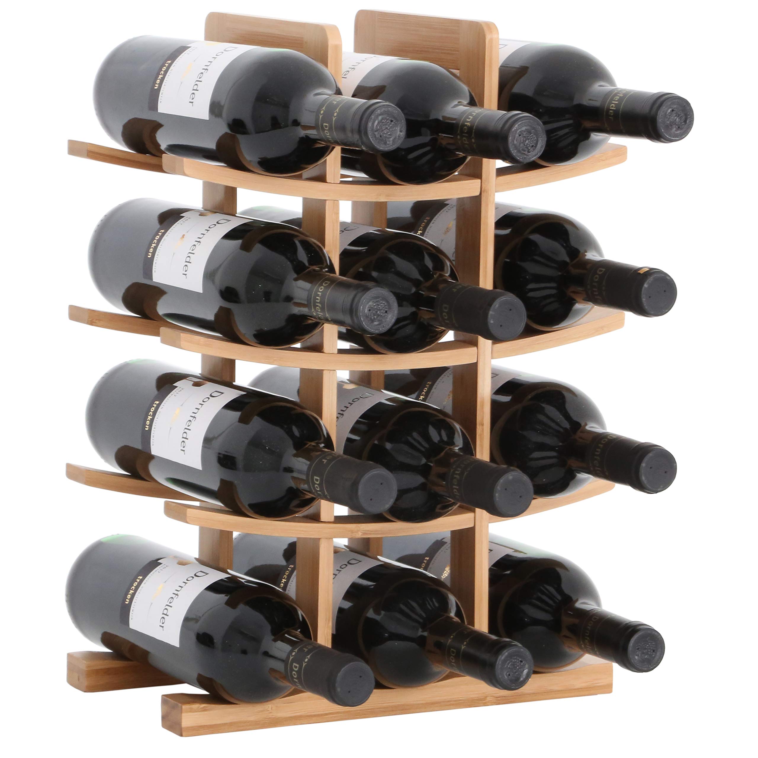 Gräfenstayn® 30551 cremagliera del vino PORTO - impilabile in legno di bambù per 12 bottiglie di vino - Dimensioni 30x16x42 cm (LxWxH) gabbie per bottiglie di vino caso del vino
