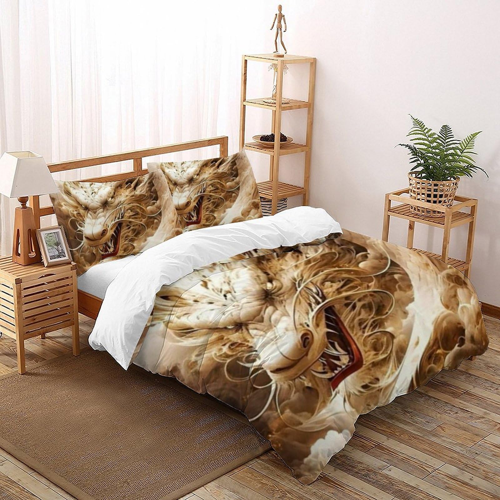 Housse de couette super king dragon d'or lit 260x220cm