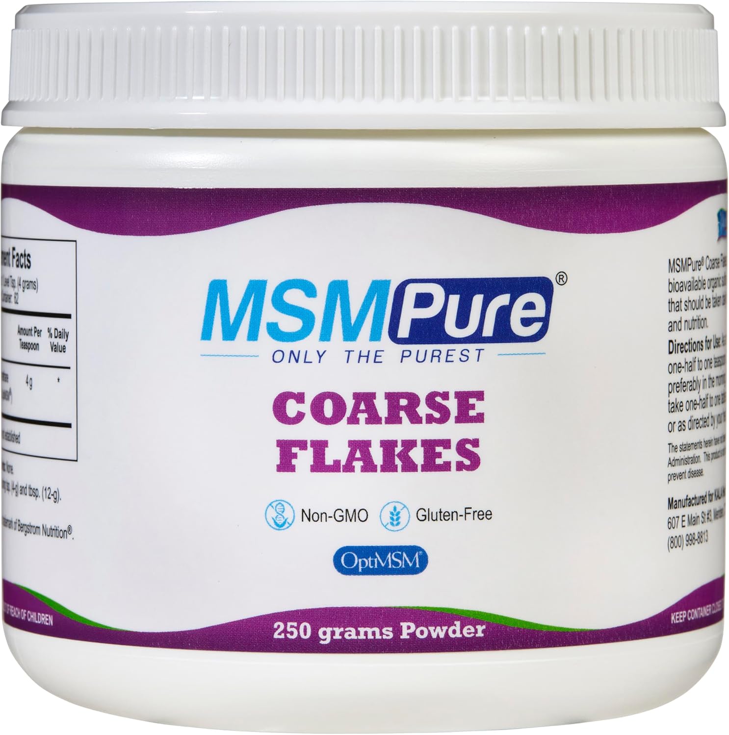 KALA HEALTH MSMPure Coarse MSM Powder Flakes – US-Made MSM for Joint Health, Skin Appearance, and Hair & Nail Support – 8.8 oz, Organic Sulfur