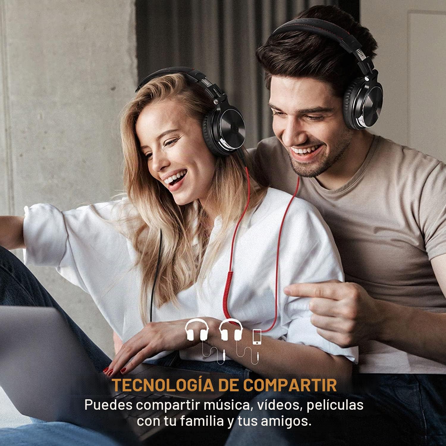 OneOdio - Auriculares cerrados, de DJ, para control y mezcla, de piel protegida, aislamiento acústico, movimiento giratorio de 90°, estéreo, portátiles, para cubrir las orejas