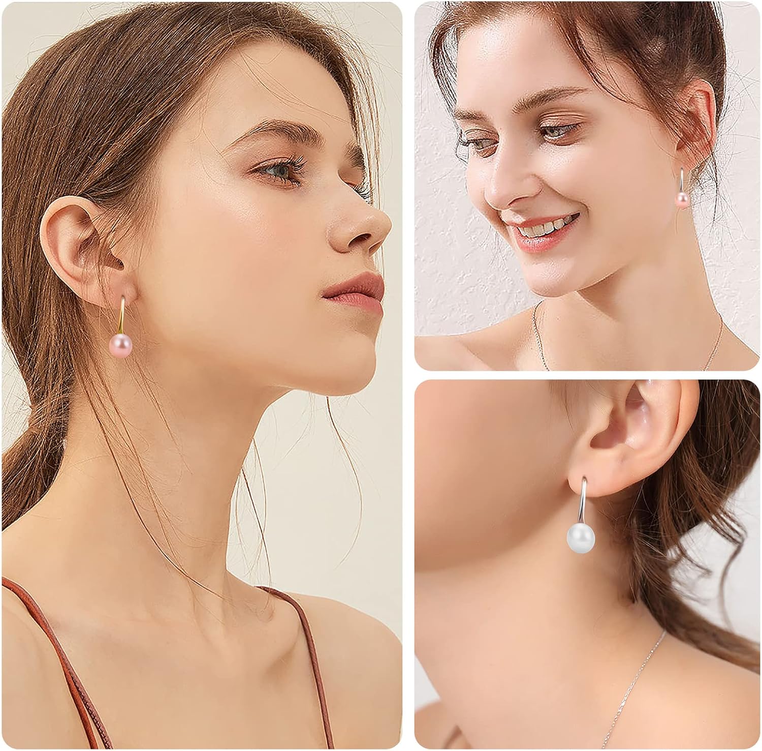 Pink Pearl Earrings For Women, 925 Sterling Silver Freshwater Cultured Pearl Dangle Drop Earrings Mothers Day Gifts Birthday Gift for Women Girls - Image 6